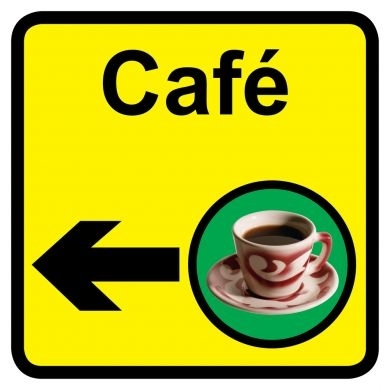 Cafe sign with left arrow 300mm x 300mm